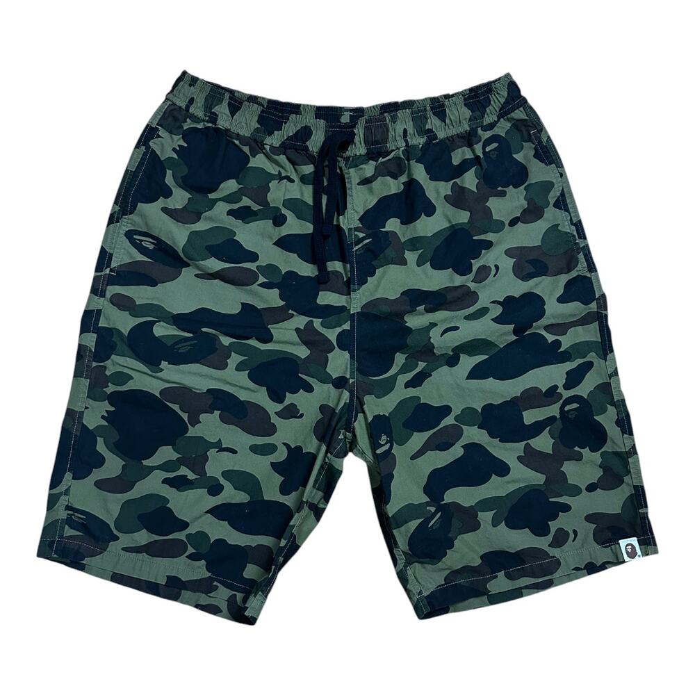 XL 36 Waist Bape Green Camo Nylon Shorts